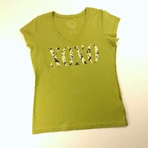Life Is Good Green Fitted T-shirt XOXO Daisy Large